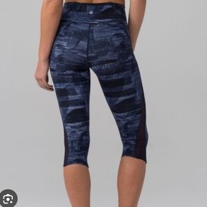 Lululemon Wunder Under Transition Multi Midnight Navy Blue crop pants size 8